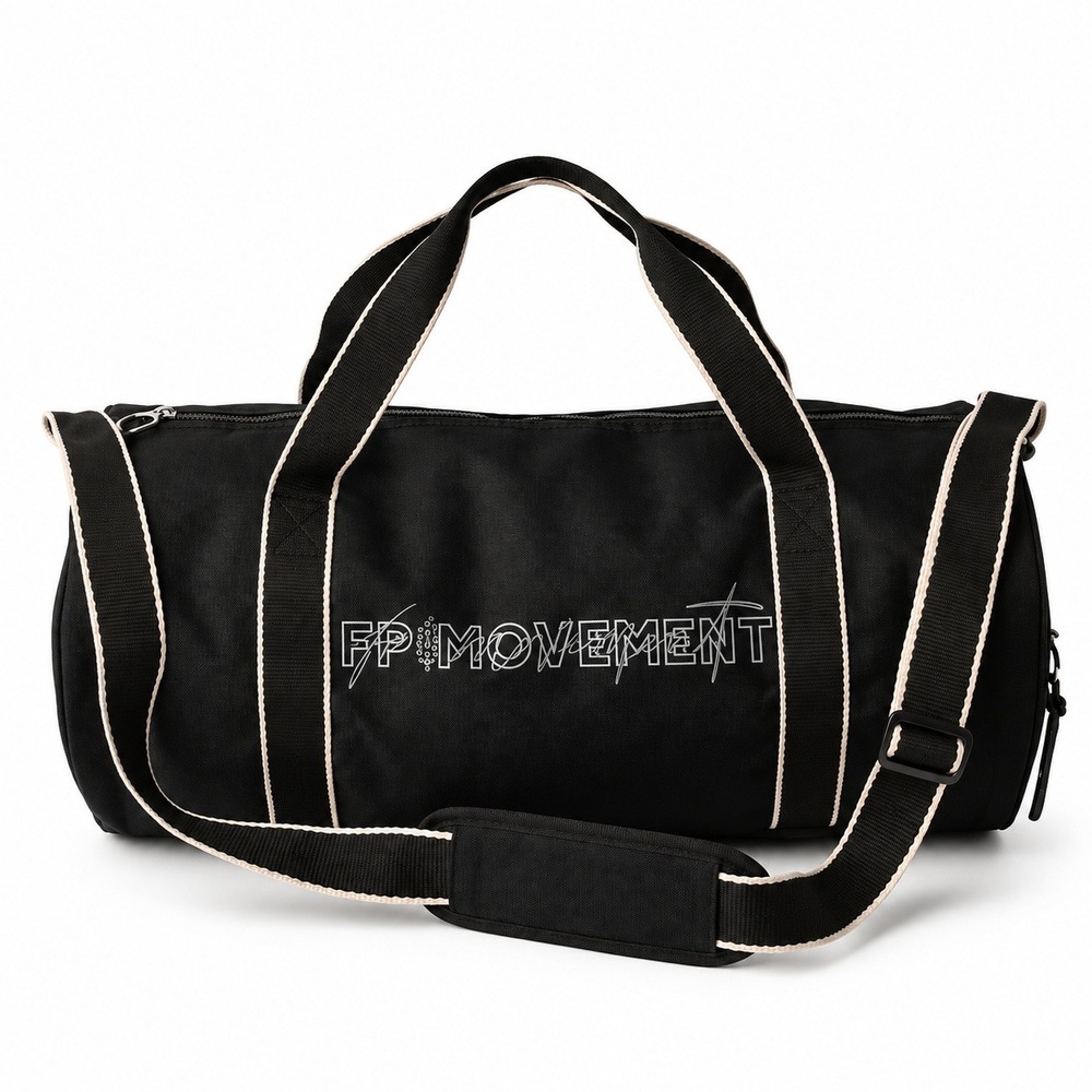 Free People FP Movement Good Sport Black Barrel Duffel Bag Gym Travel NWT